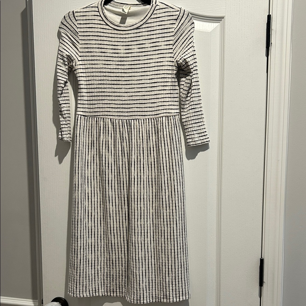 Pink blush Striped Black and White Women's Dress